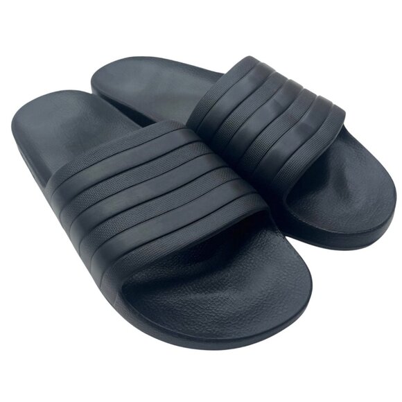 adidas Mens Adilette Core Black Slip-On Cloudform Lightweight Shower Aqua Slides - Picture 1 of 4